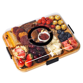 Aertyzeen charcuterie board with clear lid keeps snacks visible and protected.