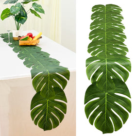AerWo palm leaves table runner 72inch layout enhances tropical wedding decor