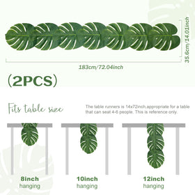 AerWo tropical leaf table runner enhances long banquet tables with island-inspired ambiance