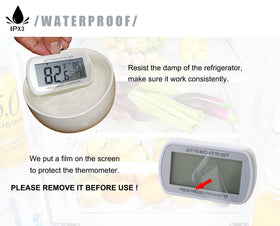 AEVETE thermometer with stand and hook for versatile mounting.
