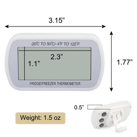 AEVETE IPX3 waterproof thermometer for fridge and freezer use.