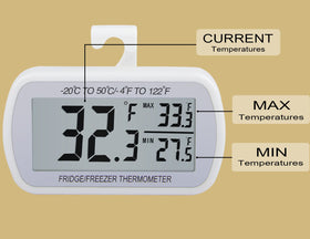 AEVETE thermometer with magnetic back for convenient fridge placement.