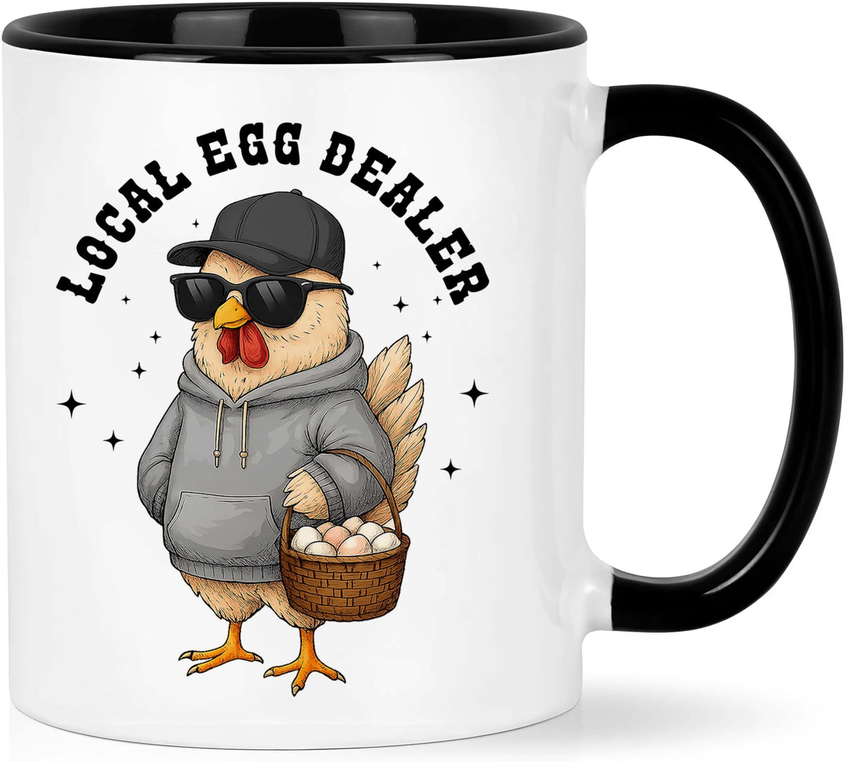 Affordali Mothers Day chicken mug front view; cheerful morning coffee