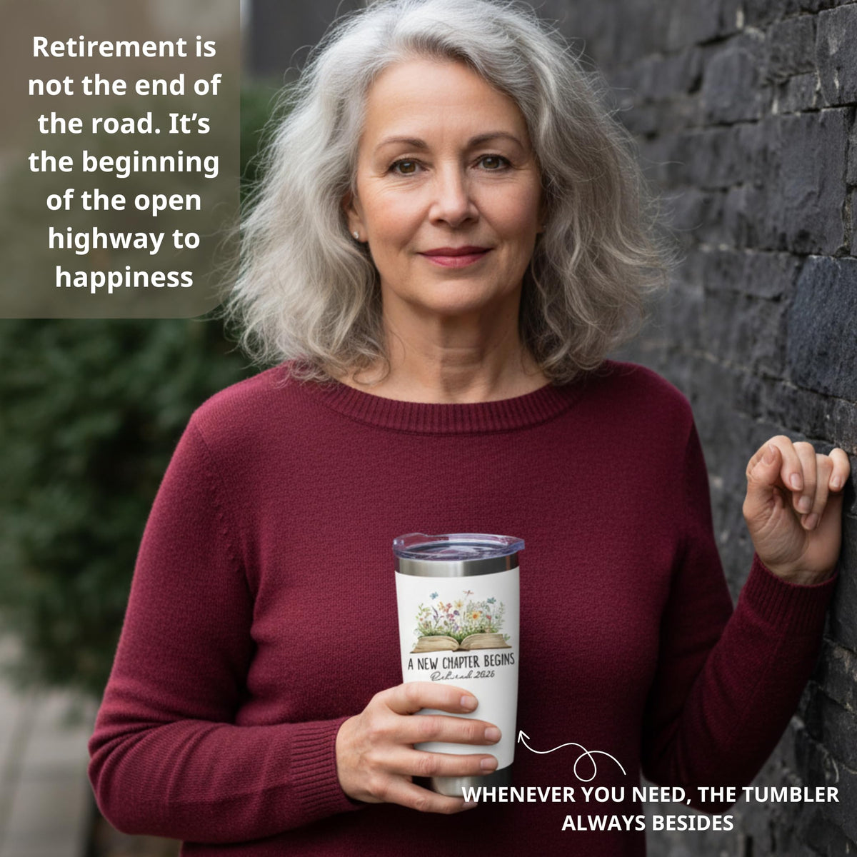 Affordali retirement tumbler fits most cup holders for travel and commutes.