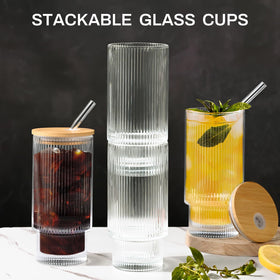 AFINSEA glass cups used for cocktails, beer, and juice