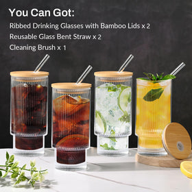 Reusable glass straws with AFINSEA set