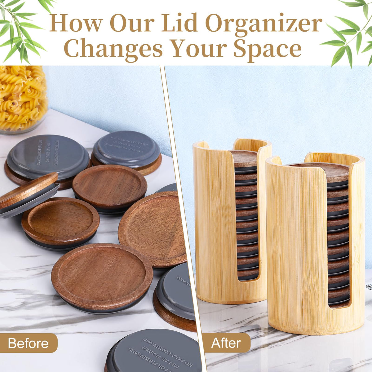 AFOROEOA bamboo kitchen storage accessory enhances countertop decor
