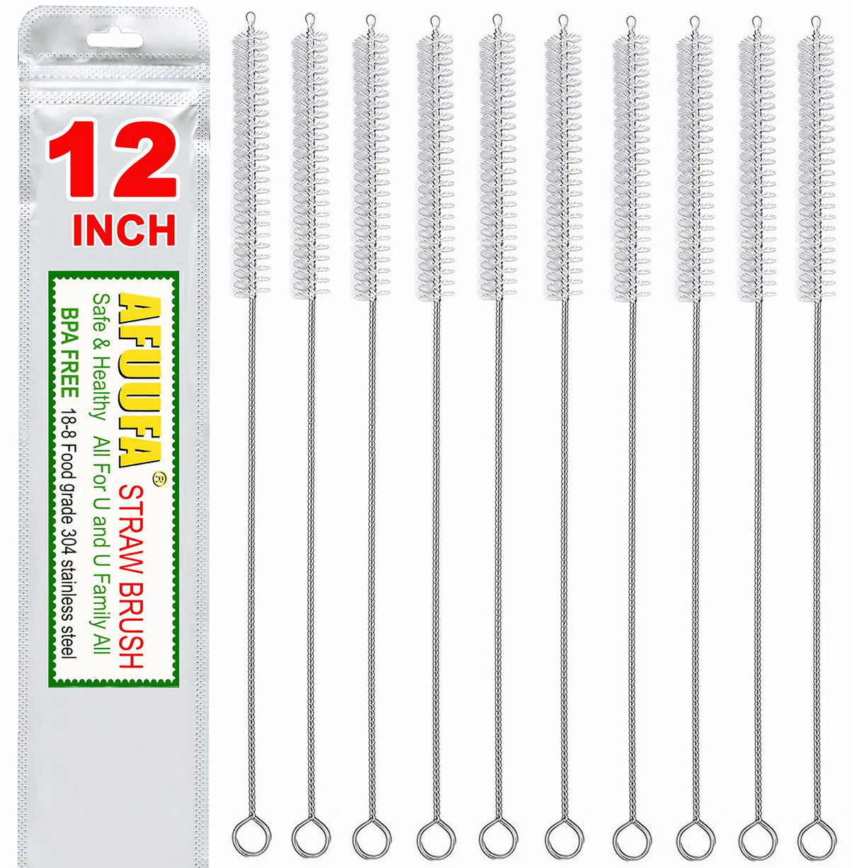 AFUUFA straw cleaner brush 12inch for Stanley mugs cleans tight interiors.