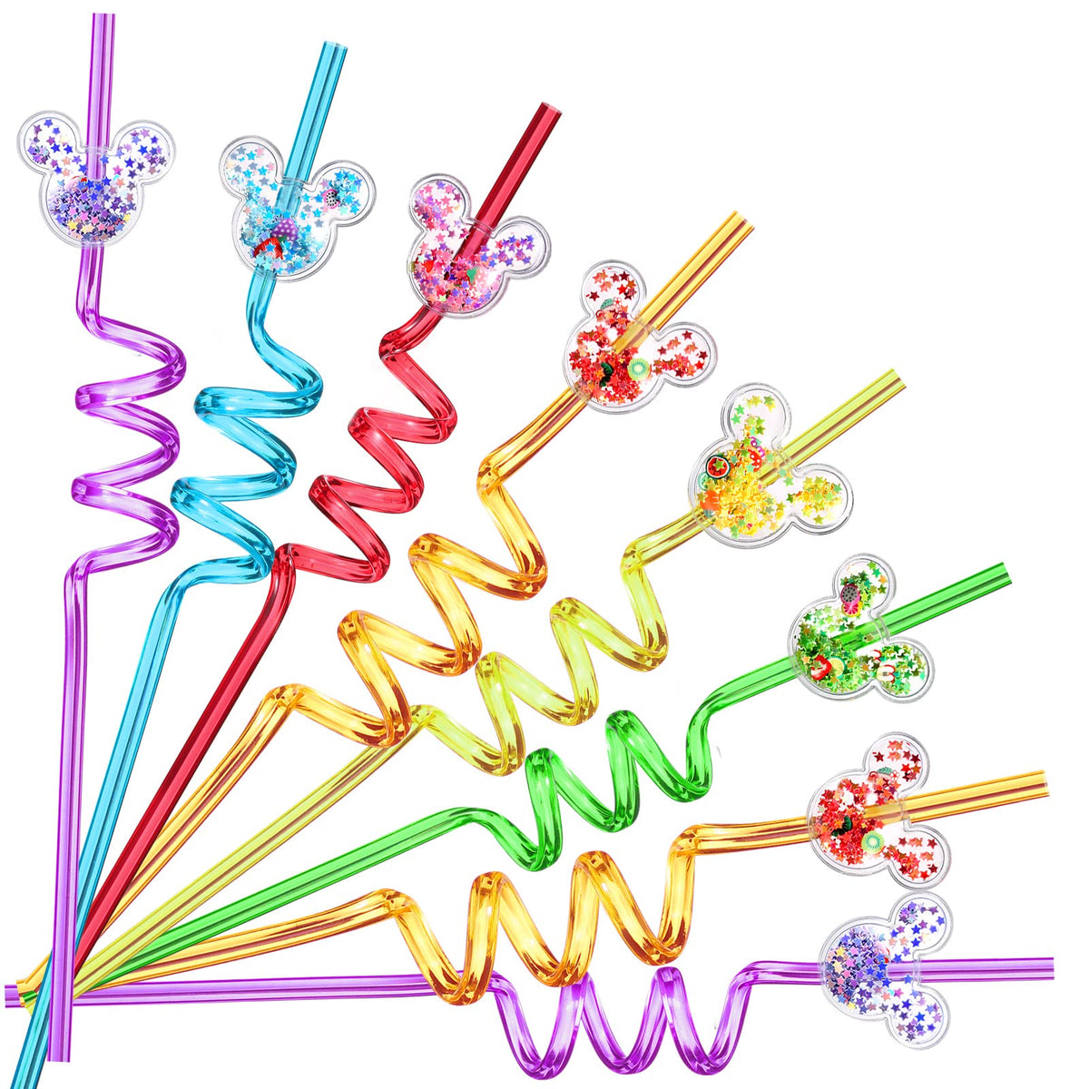 AFZMON glitter mouse-ear blue straw for colorful party drinks