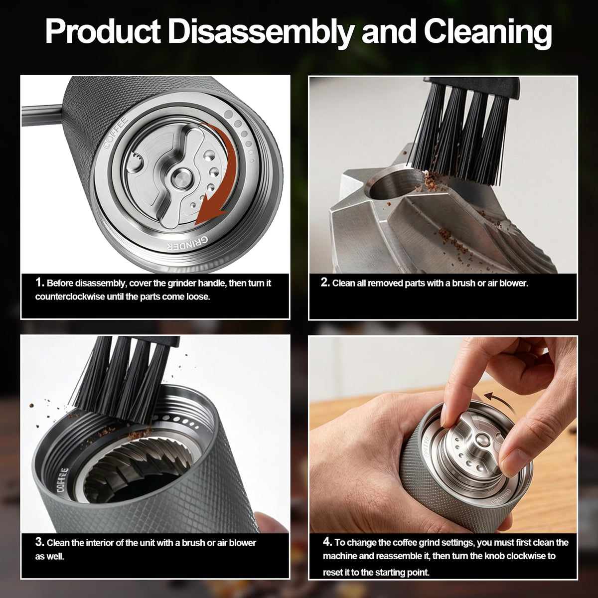 Portable hand-crank coffee grinder by Agilive for travel and on-the-go use
