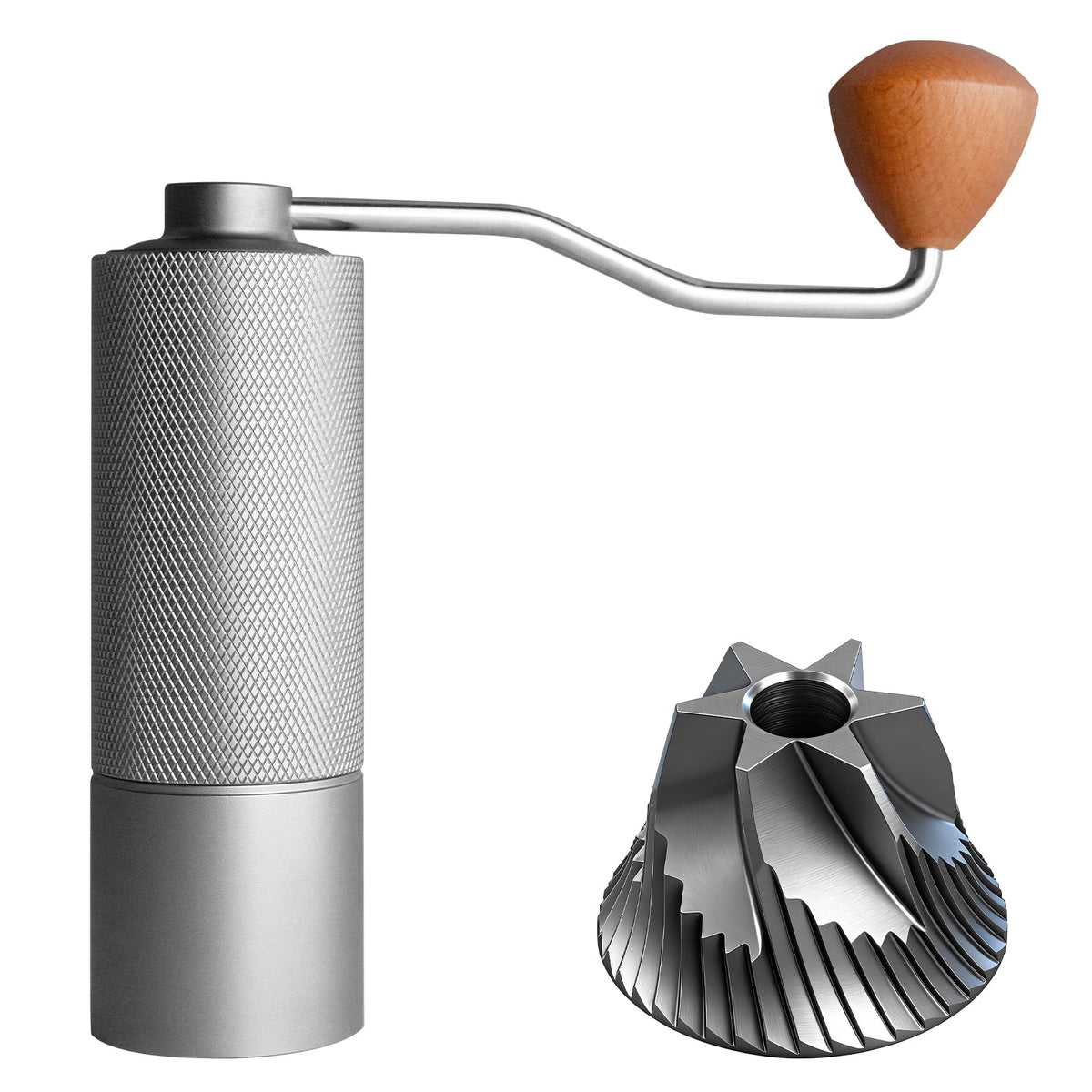 Agilive manual coffee grinder with 38mm stainless burr for precise grind