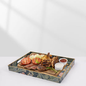 AGIOTA rectangle tray with vintage print design adds character