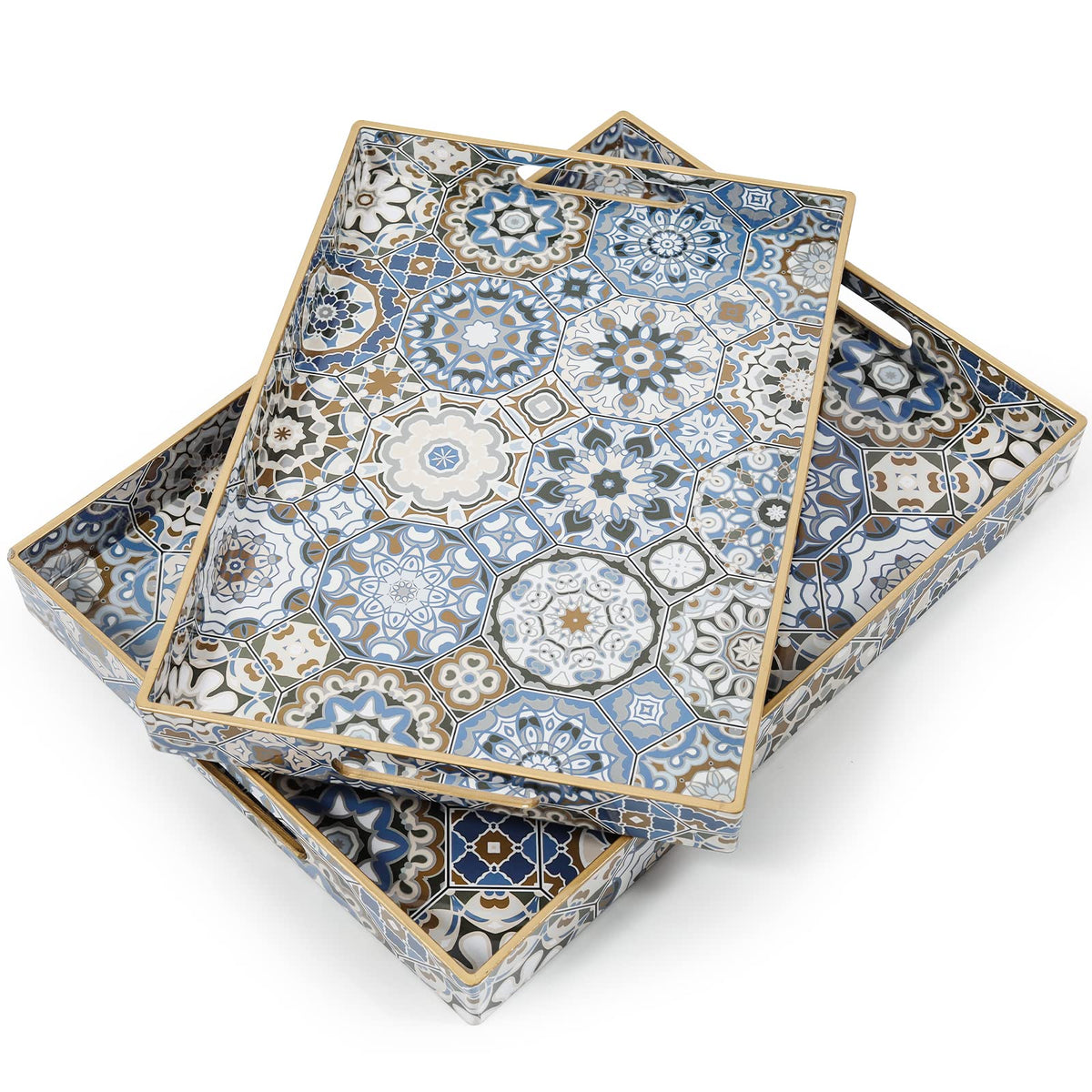 AGIOTA serving tray with handles in blue for easy transport and stylish serving