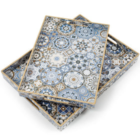 AGIOTA serving tray with handles in blue for easy transport and stylish serving