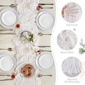 AGIRL baby shower table runner cheesecloth drapes softly for refined celebrations