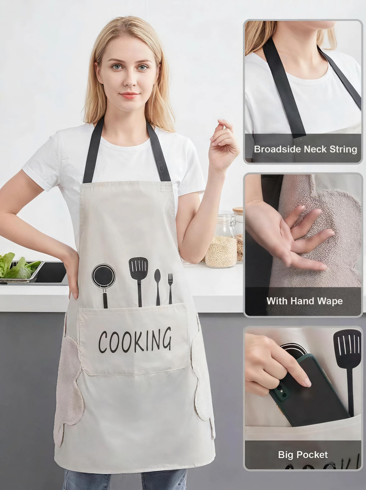 Agirlvct apron hand wipe velvet sides for quick hand drying