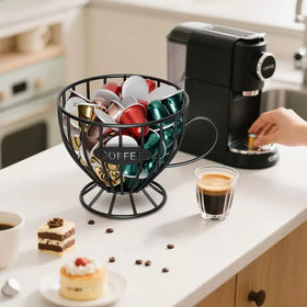 Agirlvct large K-Cup storage from the side angle showing spacious capacity.