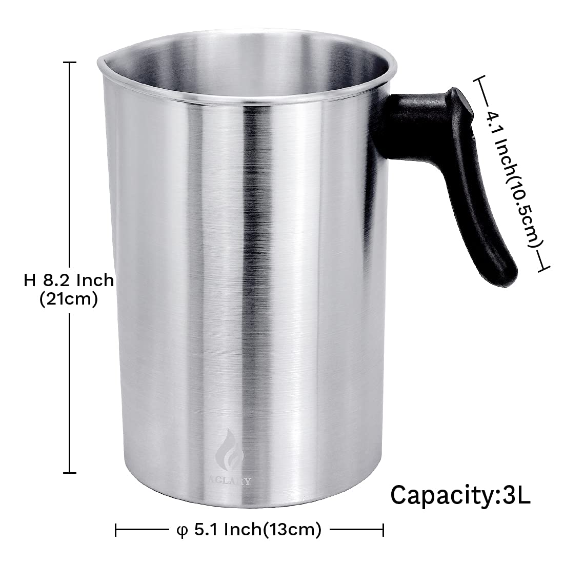 AGLARY double boiler aluminum pitcher with seamless design for easy cleaning.
