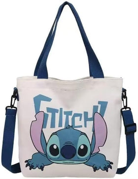 AGOODTO Cute Cartoon Stitch Tote Bag front view shows spacious daily-essentials capacity.