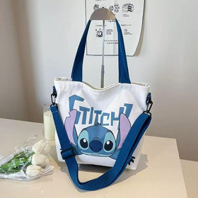 AGOODTO Cute Cartoon Stitch Tote Bag side view highlights comfortable shoulder carry.