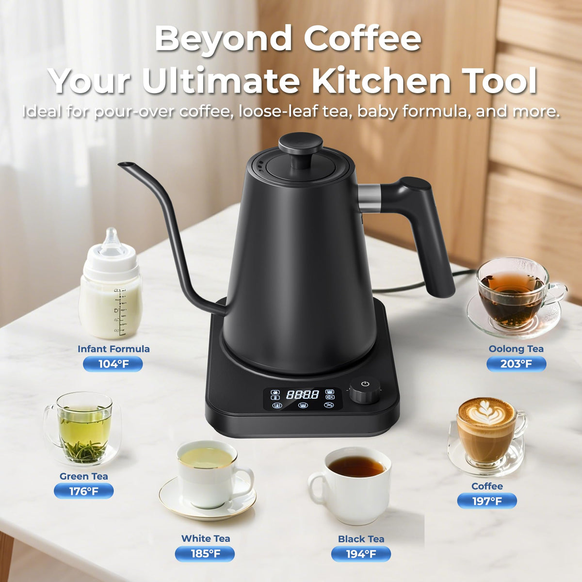 AGORVIO 1L capacity kettle ready for a single or multiple cups
