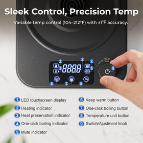 AGORVIO kettle with NTC sensor for accurate temperature control