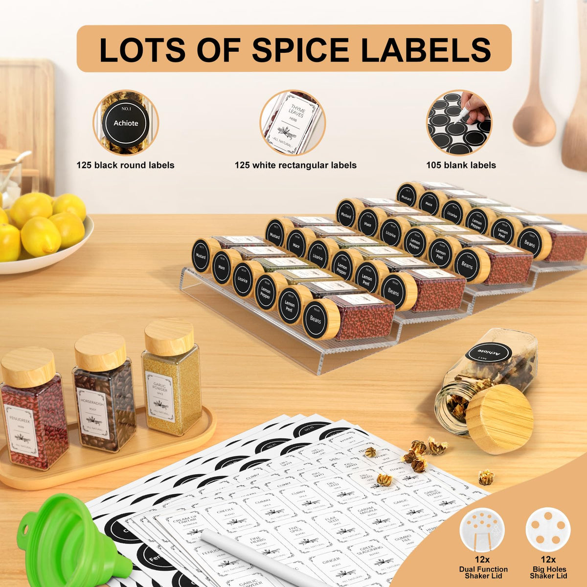 Agotglmi 355 spice labels set for organized labeling system