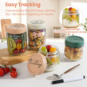 Agotglmi erasable labeling lids help track contents and dates at a glance.