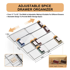 Agotglmi expandable acrylic spice rack two tier setup adapts to your drawer