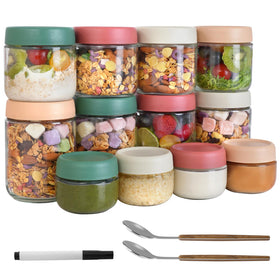 Agotglmi overnight oats containers with 12 set wide mouth jars for meal prep.