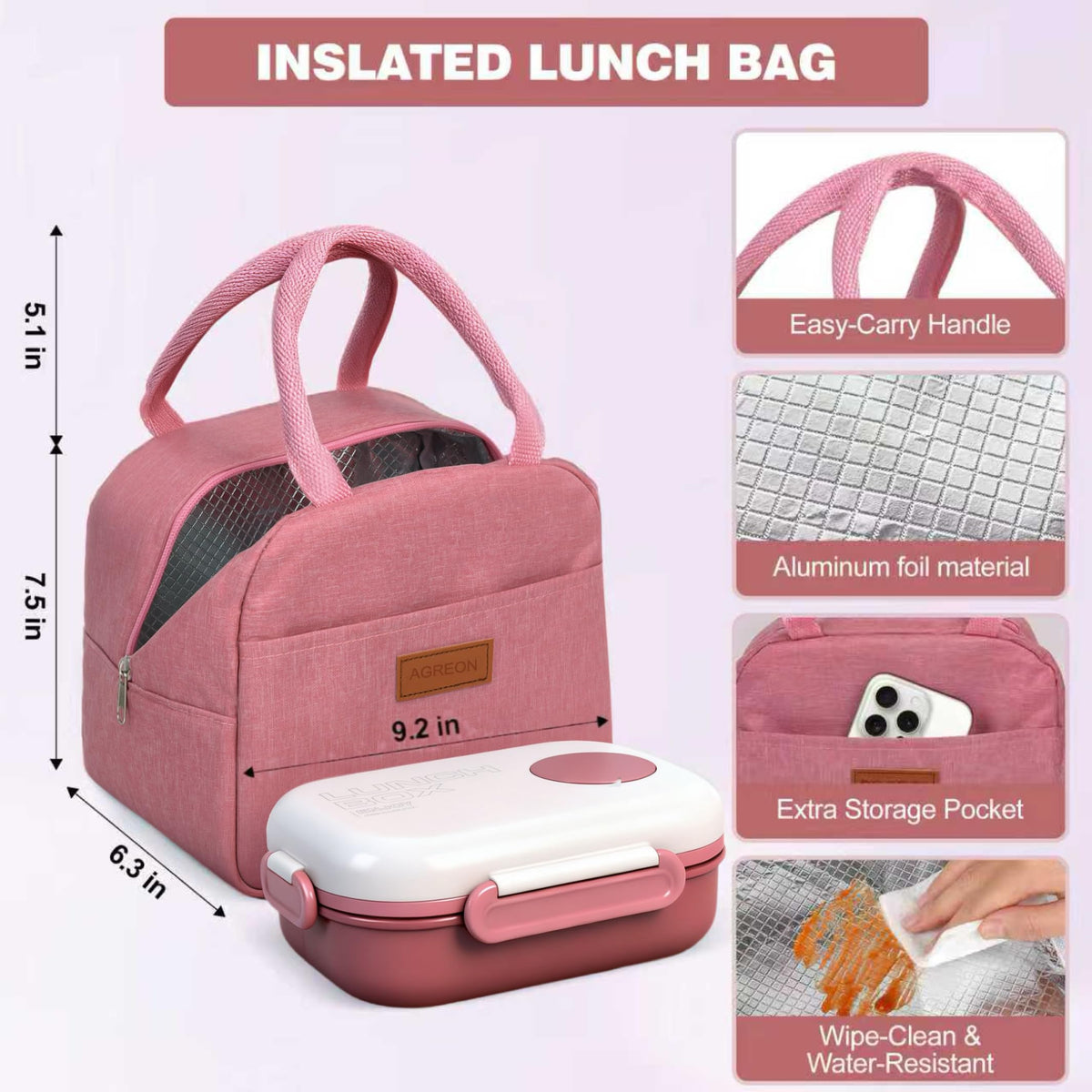 AGREON dishwasher-safe lunch box allows easy cleanup after meals.