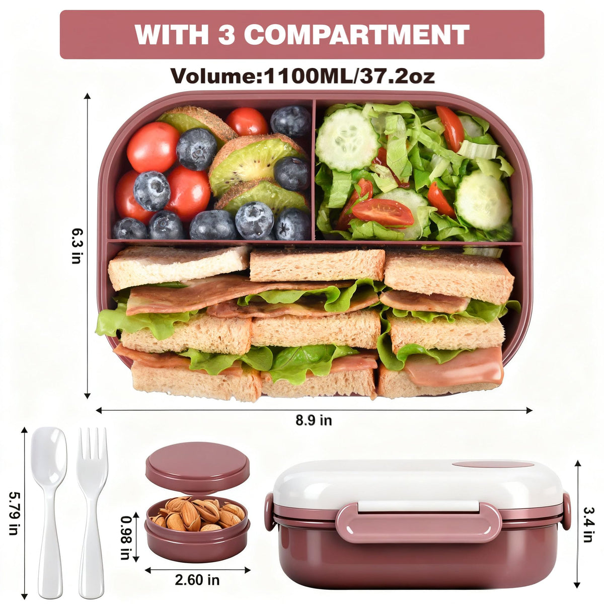 AGREON leak-proof seal prevents spills while packing sauces and sides.