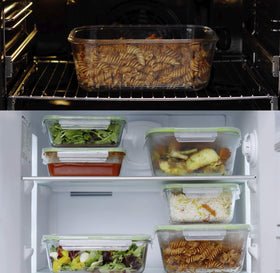 AGTRADE Dishwasher-safe glass container on rack for easy cleaning.