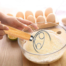 Agttete dough whisk with stainless steel ring, close-up highlighting sturdy two-eye design for efficient mixing