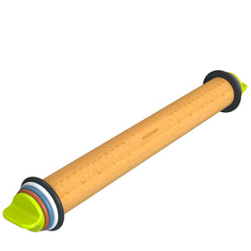 Aguegro rolling pin with four thickness rings for consistent dough height.