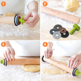 Ring swap demonstrates adjustable thickness options on the Aguegro rolling pin.