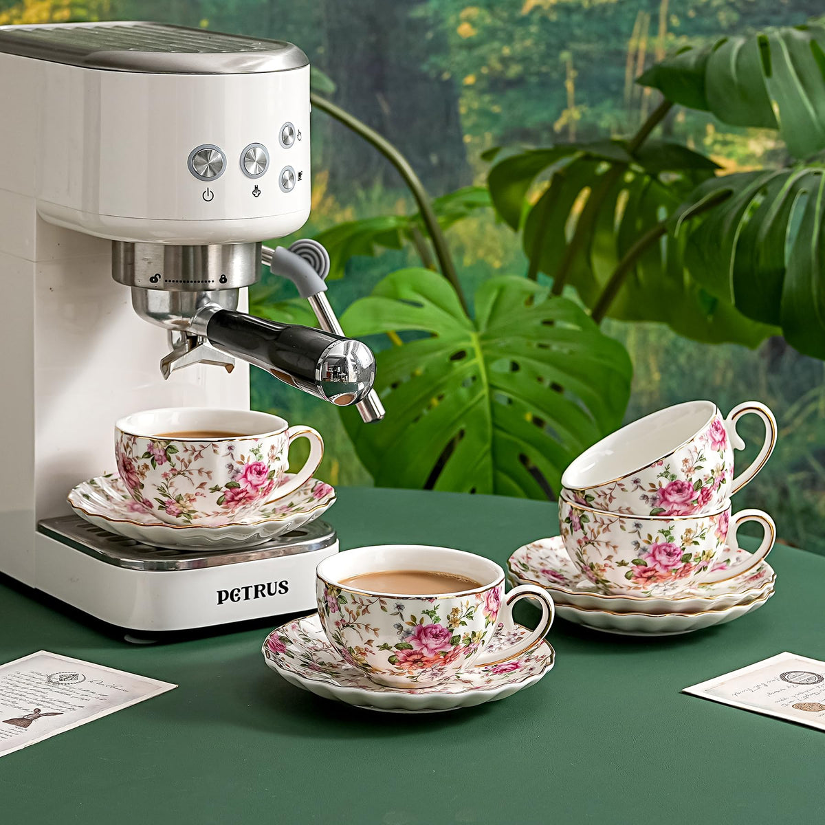 Agyiuns gift-ready teacups set with floral design for birthdays.