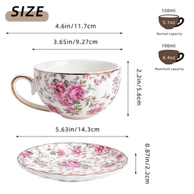 Agyiuns teacups and saucers showcase hand-painted gold lines for refined decor.