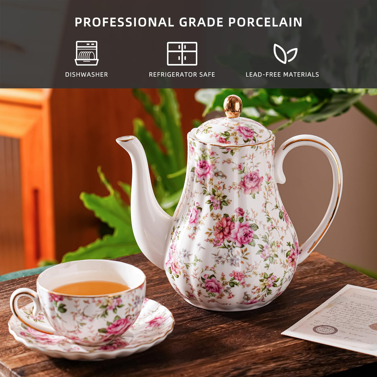 Agyiuns teapot with glossy porcelain finish and durability