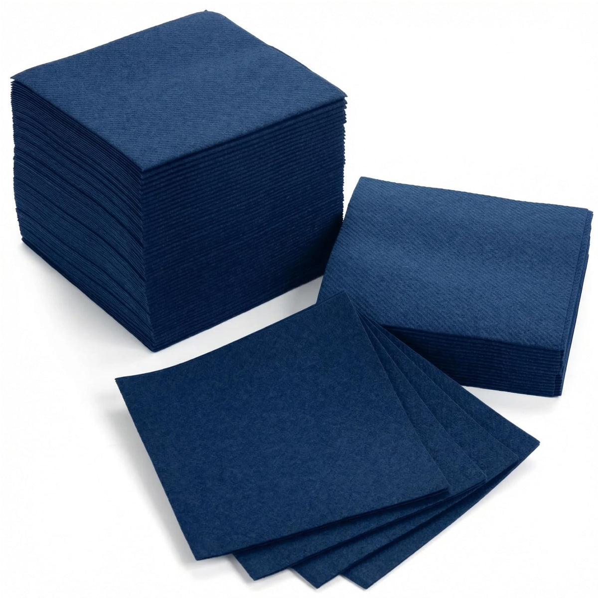 AH American Homestead Navy Cocktail Napkins folded for an elegant table setting.