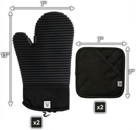 AH Artisan Home silicone pot holders provide non-slip grip for safe handling of hot dishes.