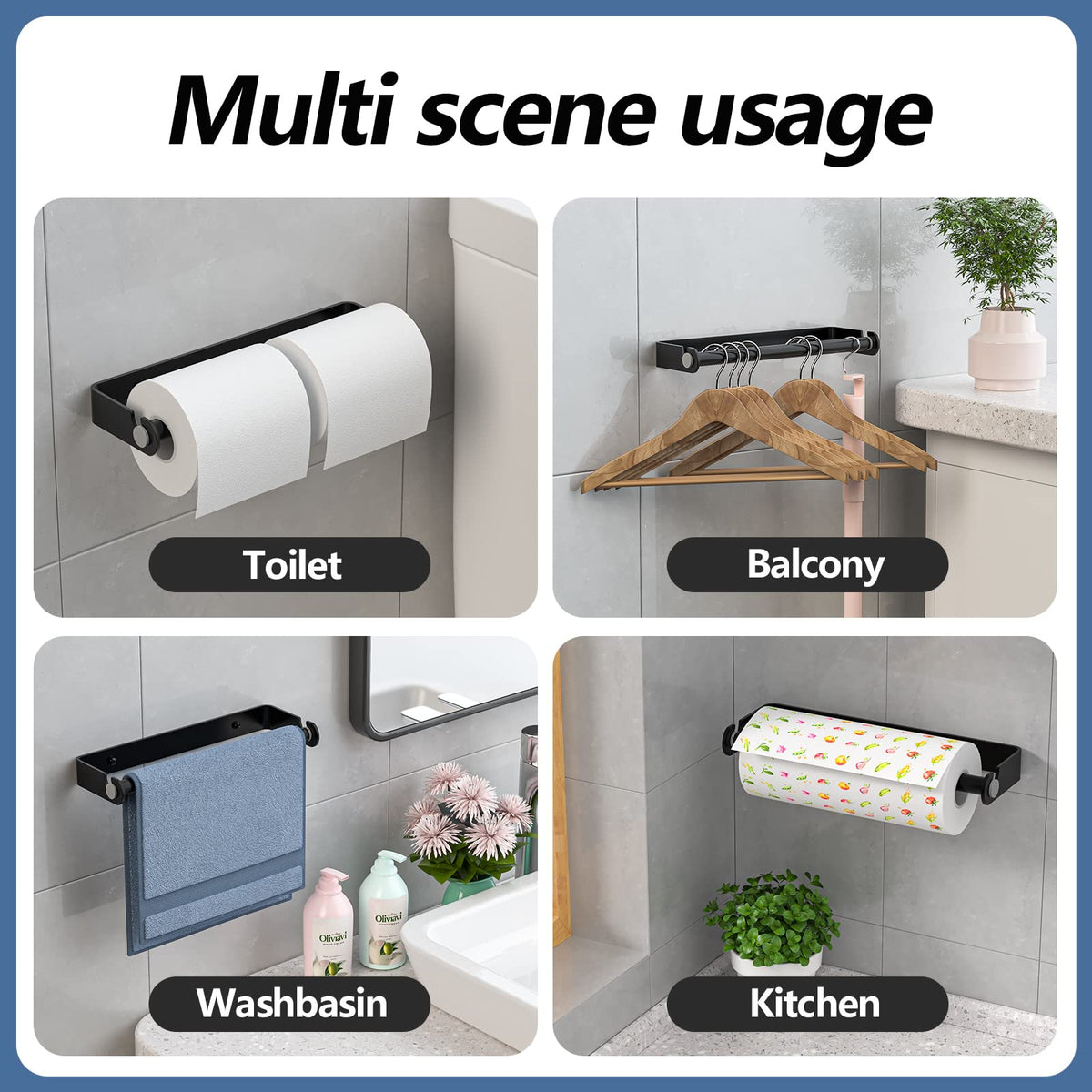 Aheucndg kitchen paper towel holder with silvery tone in use