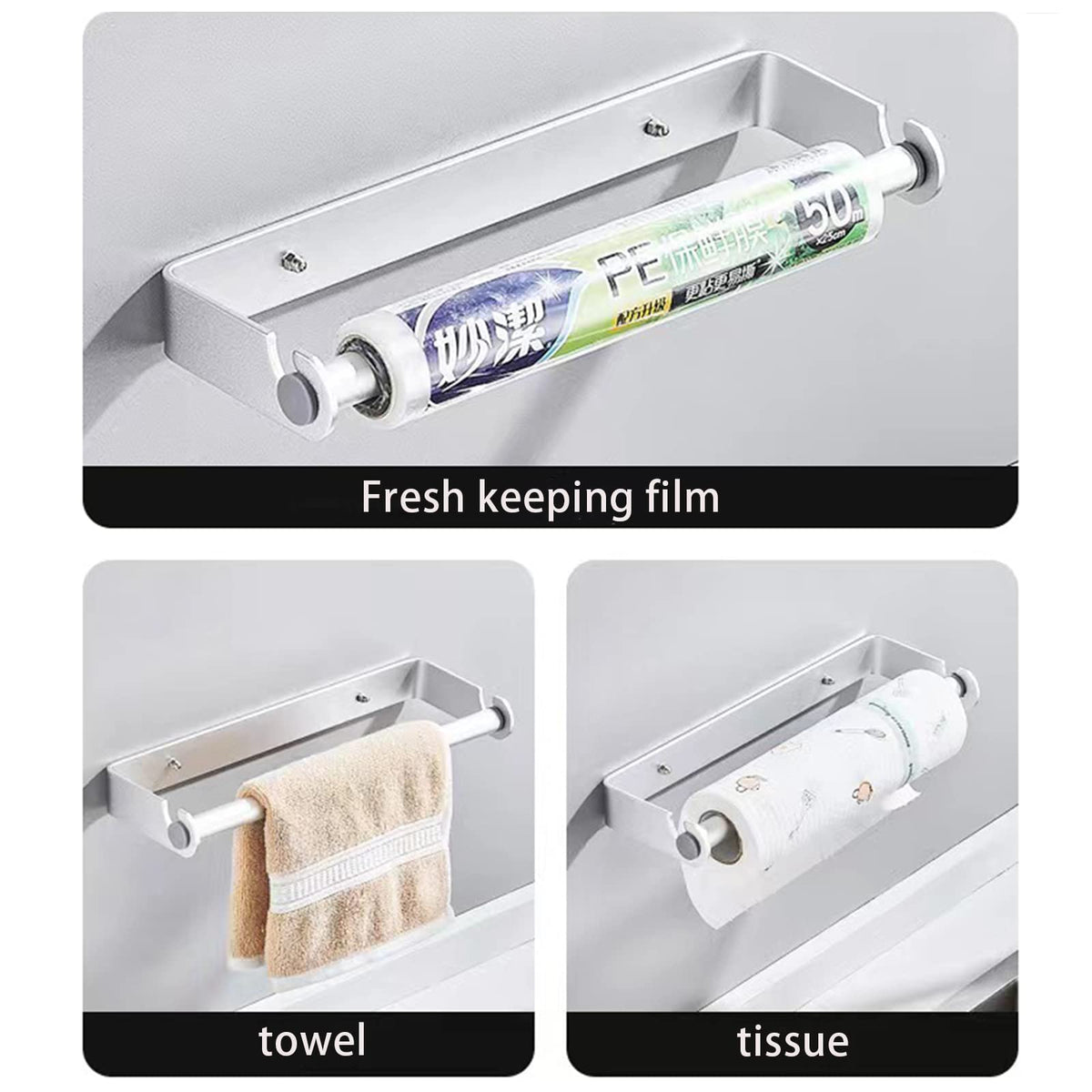 Aheucndg versatile wall or cabinet mount towel holder in place