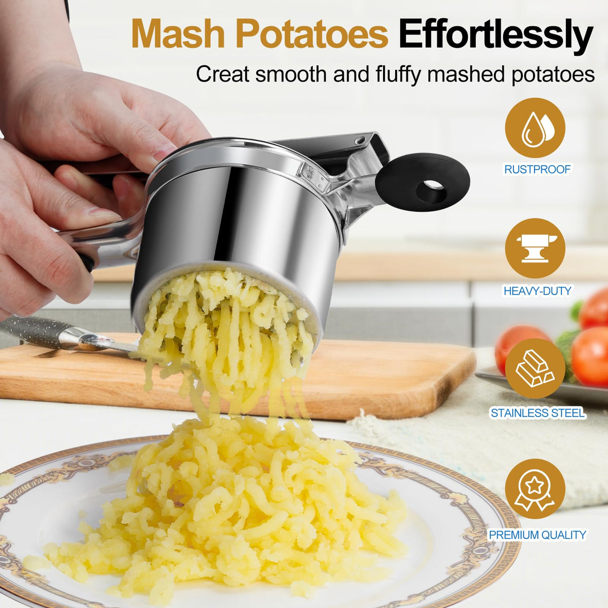 AHFLRITO ricer with three discs, offering versatile texture options.