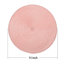 AHHFSMEI pink braided placemats close-up weave for dining