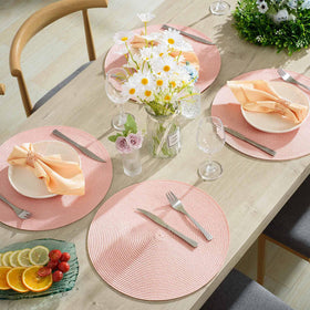 AHHFSMEI set of 6 pink placemats packaged and ready to store