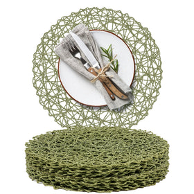AHHFSMEI paper braided round placemats in green add natural texture to dining