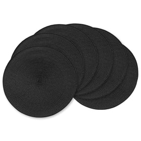 AHHFSMEI round placemats in black braided set of six protect surfaces during meals.