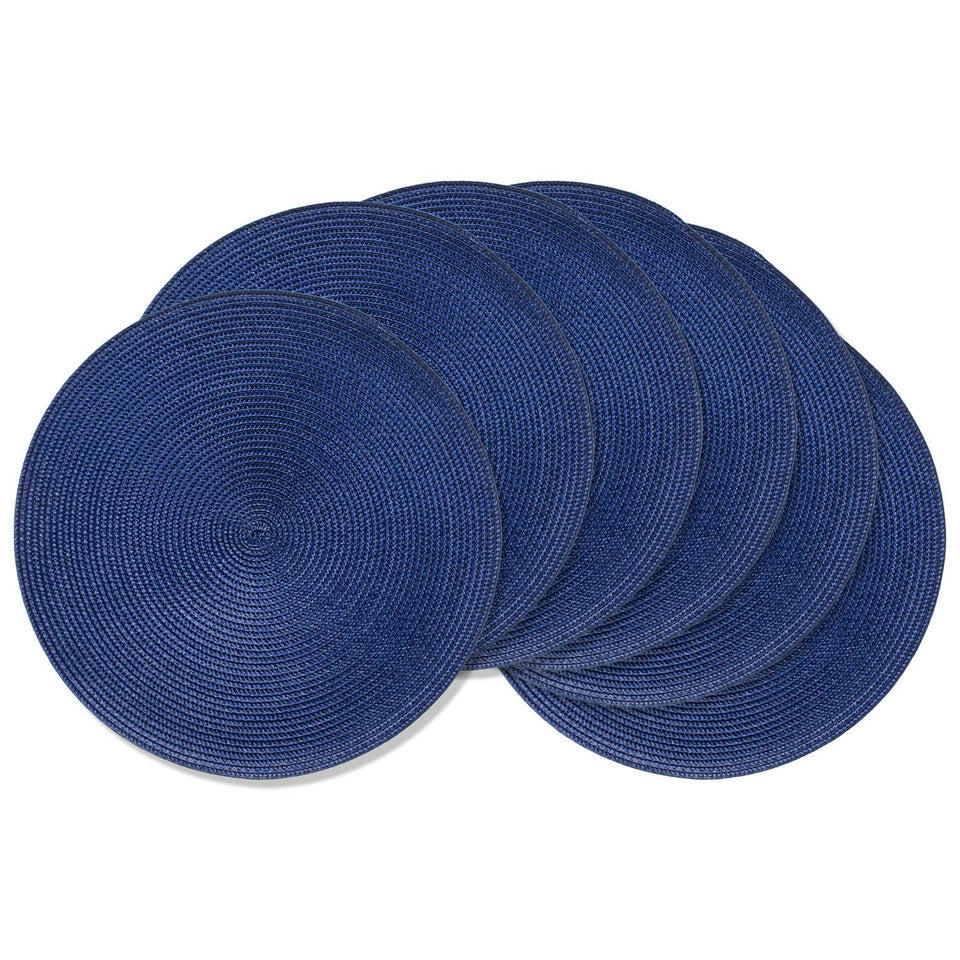 AHHFSMEI round placemats set of six in navy blue weave for elegant everyday dining