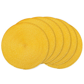 AHHFSMEI round placemats in yellow set of six protecting tables during everyday meals.